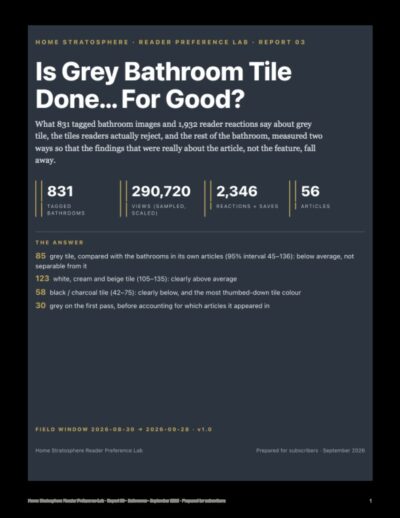 Cover of the grey bathroom tile report