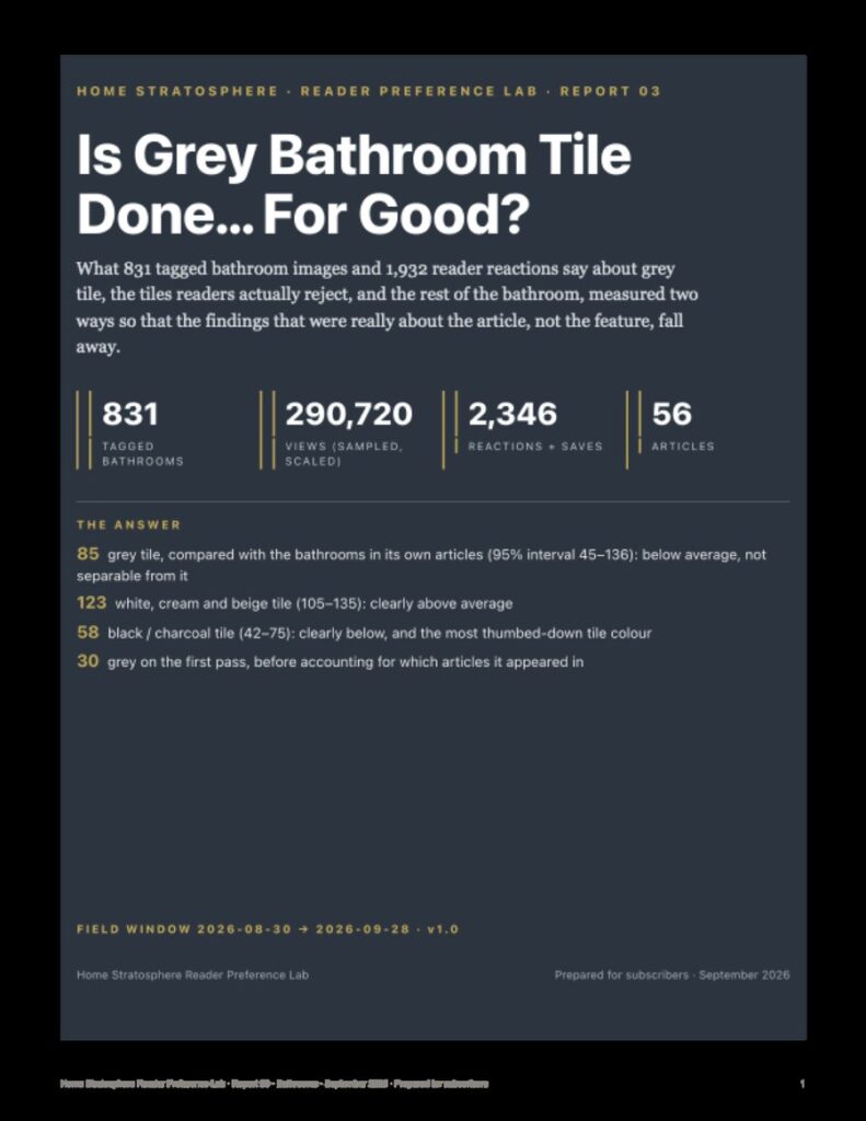 Cover of the grey bathroom tile report